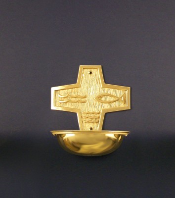 Brass holy water font